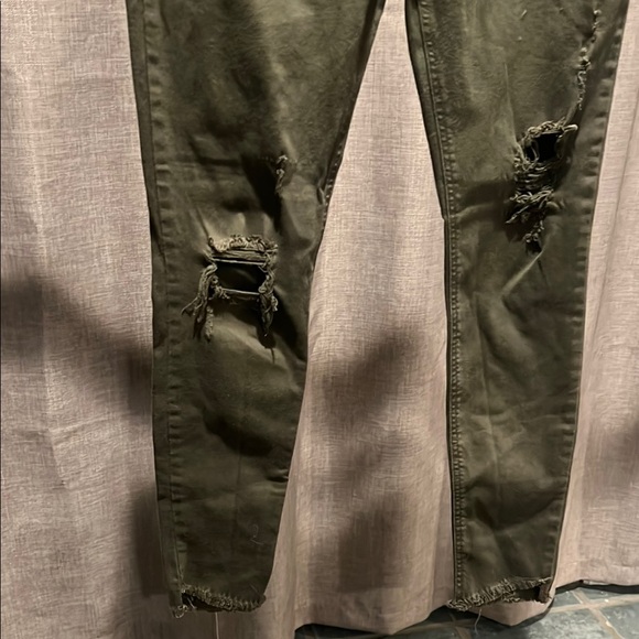 Express Olive Green Distressed Jeans - Picture 2 of 4